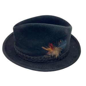 Stetson Fedora Hat Men's Black Fitted Comfort Classic  Size 7-1/8 Vintage Dapper